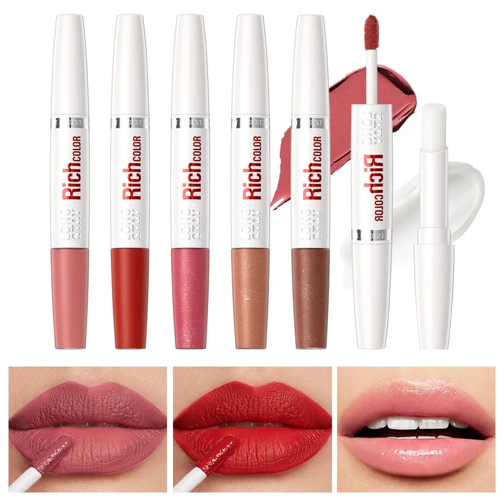 8 colors waterproof double-ended lip