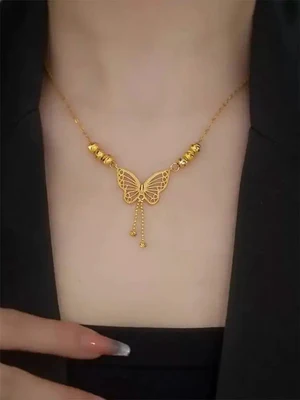 Elegant Gold Butterfly Pendant Necklace - Image 2