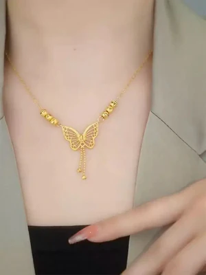 Elegant Gold Butterfly Pendant Necklace - Image 3