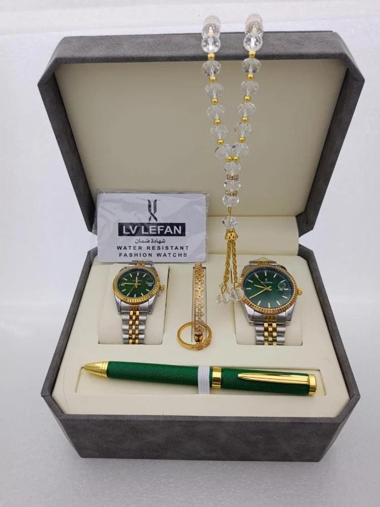 Men's Stainless Steel Set: Watch, Rosary, Pen & Cufflinks - Image 5